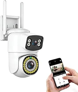 Câmera de Segurança Wi-Fi 1080P Lente Dupla com Rotação 350°, Visão Noturna Colorida, Detecção de Movimento e Áudio Bidirecional, Ideal para Casas, Lojas e Garagens, Suporte até 128G