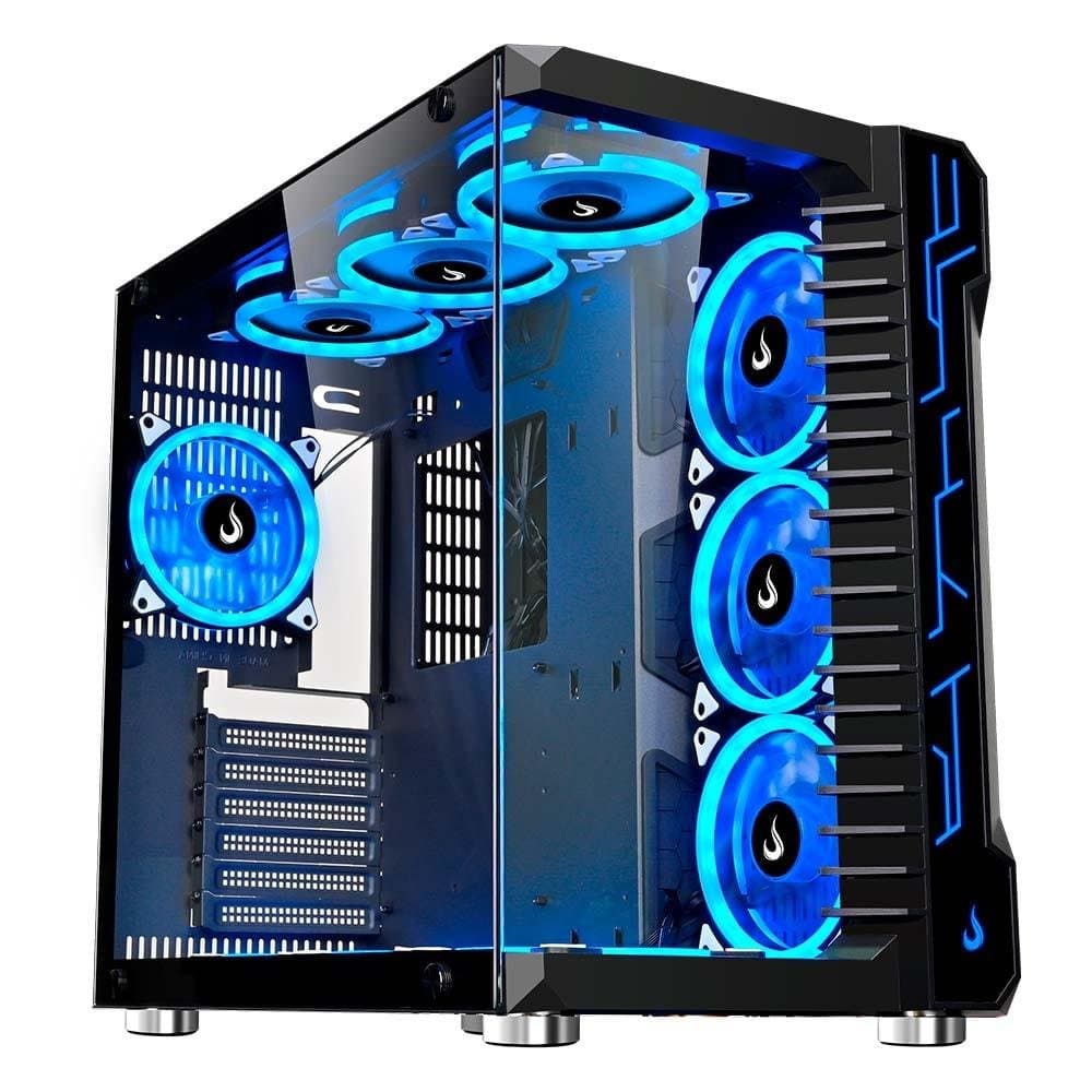 Gabinete Gamer Rise Mode Galaxy Glass, Mid Tower, ATX, Lateral e Frontal em Vidro Temperado, Sem FANs, Preto - RM-GA-GG-FB