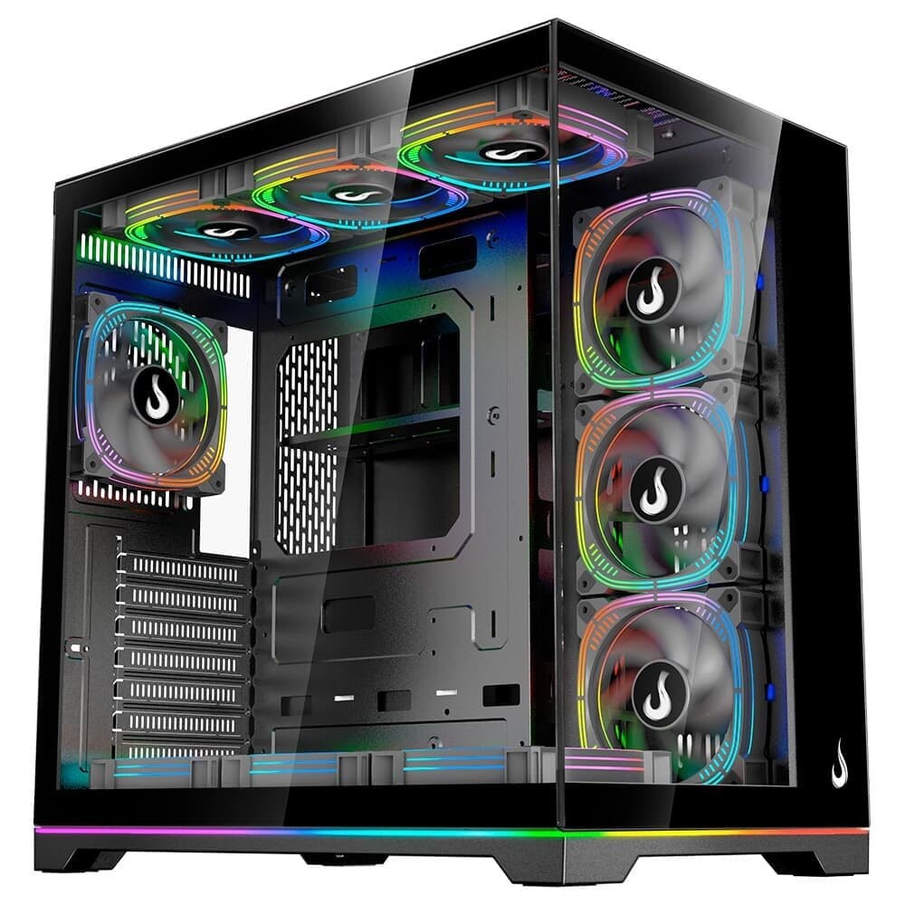 Gabinete Gamer Rise Mode Galaxy Glass Standard V2, LED ARGB, Mid Tower, Lateral em Vidro, 10 Fans ARGB, Preto - RM-GA-GGSB2L-ARGB