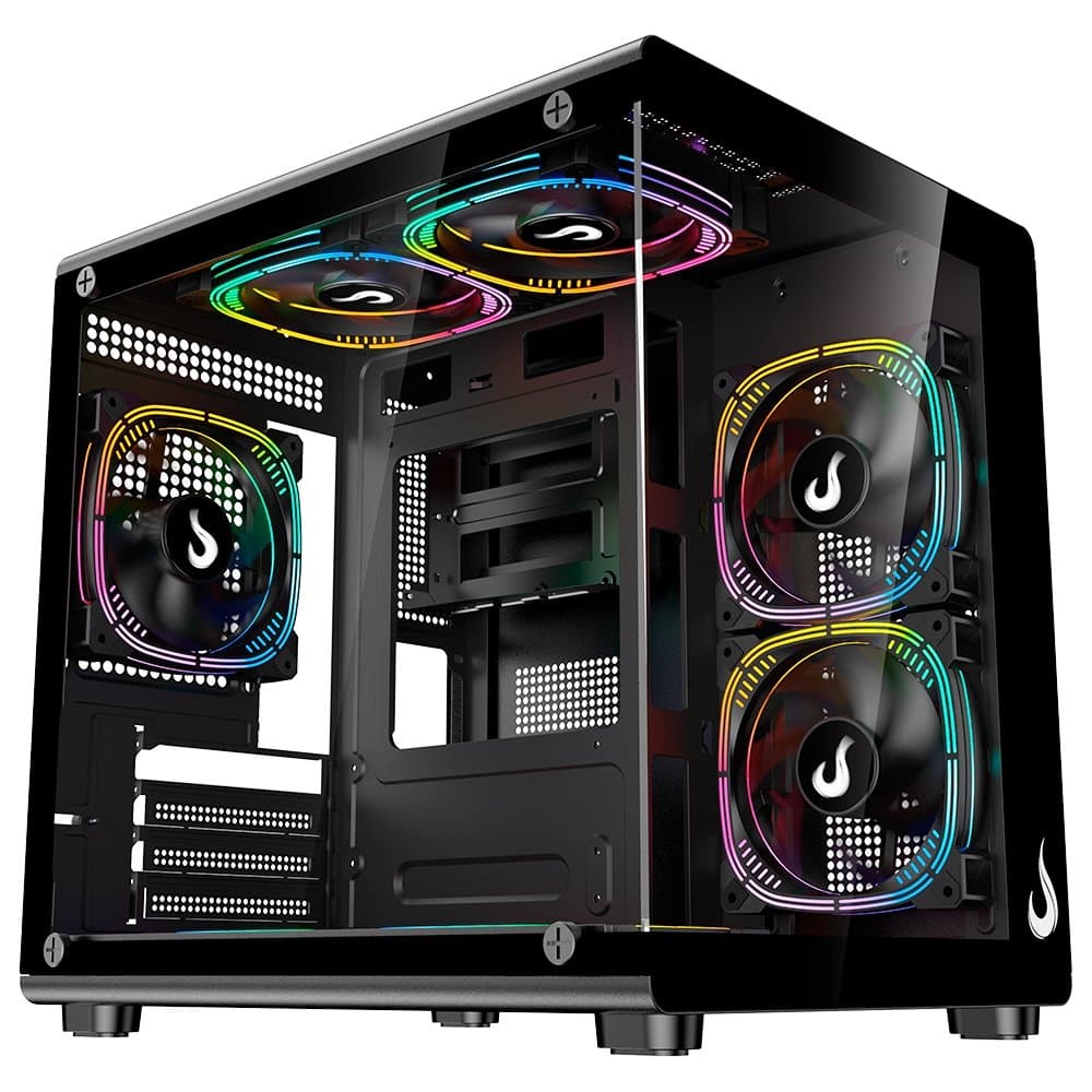 Gabinete Gamer Rise Mode Galaxy Glass X Mini, M-ATX, Lateral e Frontal em Vidro Temperado, Preto - RM-GA-GGXN-FB
